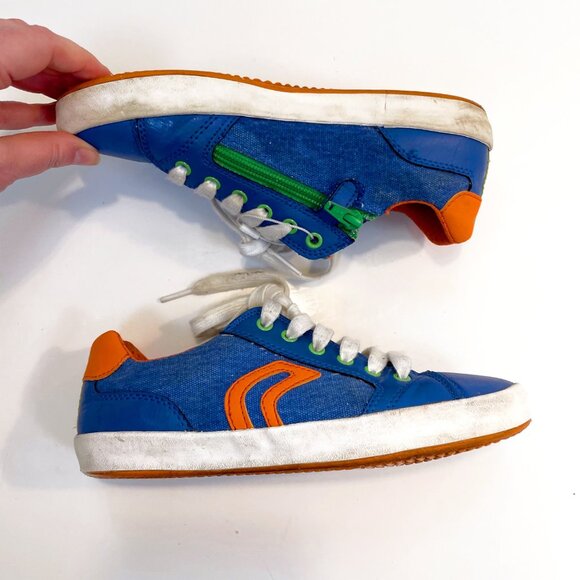 Geox Kids Blue/Orange Sneakers, Size 3.5 - Picture 3 of 7